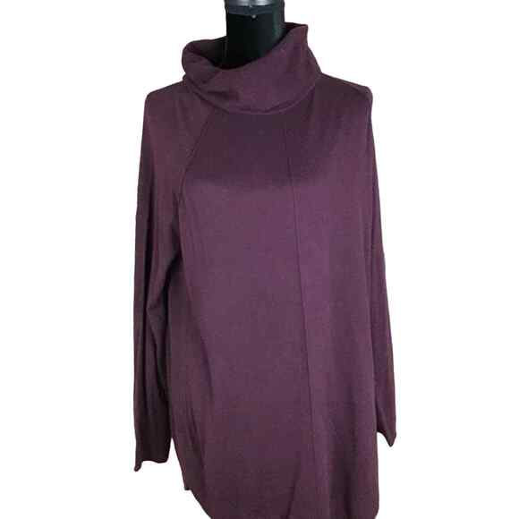 Caslon Woman's Small Maroon Turtleneck Tunic Sweater Long Sleeve Curved Hem NWOT - Picture 14 of 15